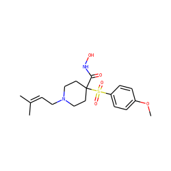 COc1ccc(S(=O)(=O)C2(C(=O)NO)CCN(CC=C(C)C)CC2)cc1 ZINC000013520979