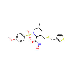 COc1ccc(S(=O)(=O)N(CC(C)C)[C@@H](CCSCc2ccsc2)C(=O)NO)cc1 ZINC000013863998
