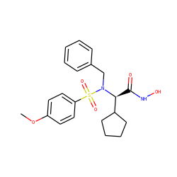 COc1ccc(S(=O)(=O)N(Cc2ccccc2)[C@@H](C(=O)NO)C2CCCC2)cc1 ZINC000028000171