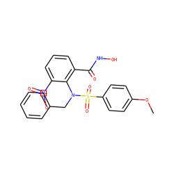 COc1ccc(S(=O)(=O)N(Cc2ccccc2)c2c(C(=O)NO)cccc2[N+](=O)[O-])cc1 ZINC000026474406