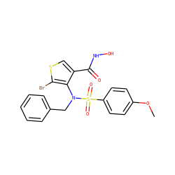 COc1ccc(S(=O)(=O)N(Cc2ccccc2)c2c(C(=O)NO)csc2Br)cc1 ZINC000026477779