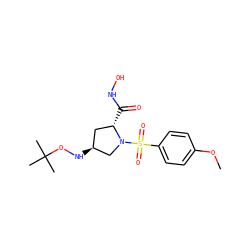 COc1ccc(S(=O)(=O)N2C[C@@H](NOC(C)(C)C)C[C@@H]2C(=O)NO)cc1 ZINC000013803465