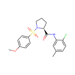 COc1ccc(S(=O)(=O)N2CCC[C@H]2C(=O)Nc2cc(C)ccc2Cl)cc1 ZINC000261185397