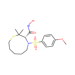 COc1ccc(S(=O)(=O)N2CCCCCSC(C)(C)[C@@H]2C(=O)NO)cc1 ZINC000013801754
