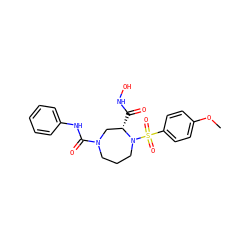 COc1ccc(S(=O)(=O)N2CCCN(C(=O)Nc3ccccc3)C[C@@H]2C(=O)NO)cc1 ZINC000026580149