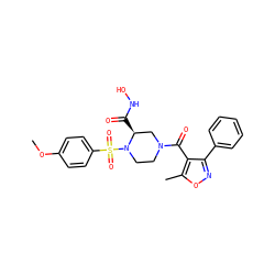 COc1ccc(S(=O)(=O)N2CCN(C(=O)c3c(-c4ccccc4)noc3C)C[C@@H]2C(=O)NO)cc1 ZINC000013804663