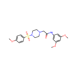 COc1ccc(S(=O)(=O)N2CCN(CC(=O)Nc3cc(OC)cc(OC)c3)CC2)cc1 ZINC000036227471
