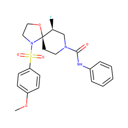 COc1ccc(S(=O)(=O)N2CCO[C@@]23CCN(C(=O)Nc2ccccc2)C[C@@H]3F)cc1 ZINC000073138661