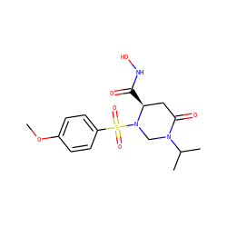 COc1ccc(S(=O)(=O)N2CN(C(C)C)C(=O)C[C@@H]2C(=O)NO)cc1 ZINC000025971016