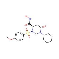 COc1ccc(S(=O)(=O)N2CN(C3CCCCC3)C(=O)C[C@@H]2C(=O)NO)cc1 ZINC000025968171