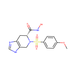 COc1ccc(S(=O)(=O)N2Cc3[nH]cnc3C[C@@H]2C(=O)NO)cc1 ZINC000013797682