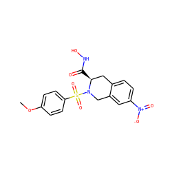 COc1ccc(S(=O)(=O)N2Cc3cc([N+](=O)[O-])ccc3C[C@@H]2C(=O)NO)cc1 ZINC000003939390