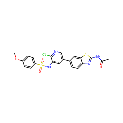 COc1ccc(S(=O)(=O)Nc2cc(-c3ccc4nc(NC(C)=O)sc4c3)cnc2Cl)cc1 ZINC000043202512