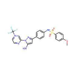 COc1ccc(S(=O)(=O)Nc2ccc(-c3cc(N)n(-c4c[n+](C(F)(F)F)ccn4)n3)cc2)cc1 ZINC000026377577