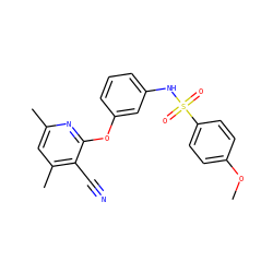 COc1ccc(S(=O)(=O)Nc2cccc(Oc3nc(C)cc(C)c3C#N)c2)cc1 ZINC000096271601