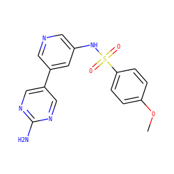 COc1ccc(S(=O)(=O)Nc2cncc(-c3cnc(N)nc3)c2)cc1 ZINC000073169143