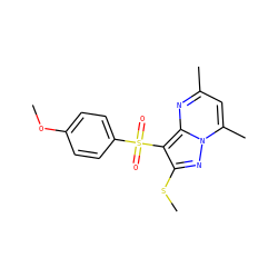 COc1ccc(S(=O)(=O)c2c(SC)nn3c(C)cc(C)nc23)cc1 ZINC000066077584
