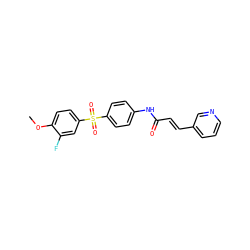 COc1ccc(S(=O)(=O)c2ccc(NC(=O)/C=C/c3cccnc3)cc2)cc1F ZINC000142507951