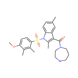 COc1ccc(S(=O)(=O)n2c(C)c(C(=O)N3CCCNCC3)c3cc(C)ccc32)c(C)c1C ZINC000071340583