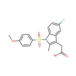 COc1ccc(S(=O)(=O)n2c(C)c(CC(=O)O)c3cc(F)ccc32)cc1 ZINC000013673921