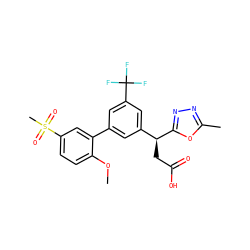 COc1ccc(S(C)(=O)=O)cc1-c1cc([C@H](CC(=O)O)c2nnc(C)o2)cc(C(F)(F)F)c1 ZINC001772608260