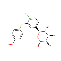 COc1ccc(Sc2cc([C@@H]3O[C@@H](OC)[C@@H](O)[C@H](O)[C@H]3O)ccc2Cl)cc1 ZINC000045290602