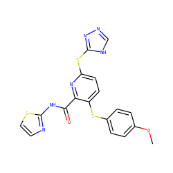 COc1ccc(Sc2ccc(Sc3nnc[nH]3)nc2C(=O)Nc2nccs2)cc1 ZINC000003987577