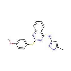COc1ccc(Sc2nc(Nc3cc(C)[nH]n3)c3ccccc3n2)cc1 ZINC000034030748