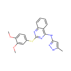 COc1ccc(Sc2nc(Nc3cc(C)[nH]n3)c3ccccc3n2)cc1OC ZINC000043072071
