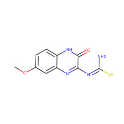 COc1ccc2[nH]c(=O)c(/N=C(\N)S)nc2c1 ZINC000013879202