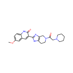 COc1ccc2[nH]c(=O)c(-c3nc4c([nH]3)CCN(C(=O)CN3CCCCC3)C4)cc2c1 ZINC000084616640