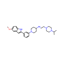 COc1ccc2[nH]c(-c3cccc(N4CCC(NCCN5CCN(C(C)C)CC5)CC4)c3)cc2c1 ZINC000618009839