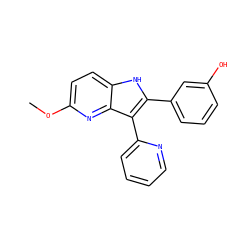 COc1ccc2[nH]c(-c3cccc(O)c3)c(-c3ccccn3)c2n1 ZINC000169323371