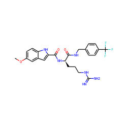 COc1ccc2[nH]c(C(=O)N[C@H](CCCNC(=N)N)C(=O)NCc3ccc(C(F)(F)F)cc3)cc2c1 ZINC000038149851