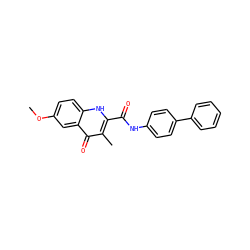 COc1ccc2[nH]c(C(=O)Nc3ccc(-c4ccccc4)cc3)c(C)c(=O)c2c1 ZINC000169350461