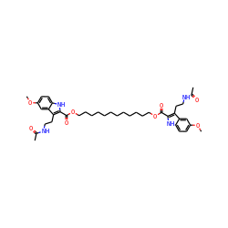 COc1ccc2[nH]c(C(=O)OCCCCCCCCCCCCOC(=O)c3[nH]c4ccc(OC)cc4c3CCNC(C)=O)c(CCNC(C)=O)c2c1 ZINC000028648937