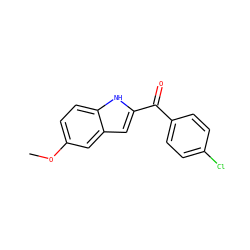 COc1ccc2[nH]c(C(=O)c3ccc(Cl)cc3)cc2c1 ZINC000013471012