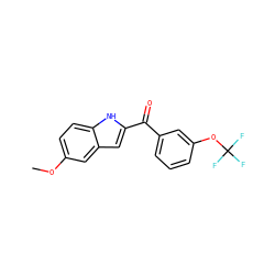 COc1ccc2[nH]c(C(=O)c3cccc(OC(F)(F)F)c3)cc2c1 ZINC000013470985