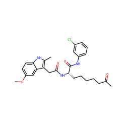 COc1ccc2[nH]c(C)c(CC(=O)N[C@@H](CCCCCC(C)=O)C(=O)Nc3cccc(Cl)c3)c2c1 ZINC000036338713