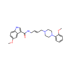 COc1ccc2[nH]cc(C(=O)NC/C=C/CN3CCN(c4ccccc4OC)CC3)c2c1 ZINC000103297679