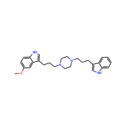 COc1ccc2[nH]cc(CCCN3CCN(CCCc4c[nH]c5ccccc45)CC3)c2c1 ZINC000103253710