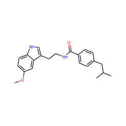 COc1ccc2[nH]cc(CCNC(=O)c3ccc(CC(C)C)cc3)c2c1 ZINC000029040646