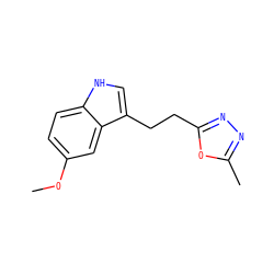 COc1ccc2[nH]cc(CCc3nnc(C)o3)c2c1 ZINC000211360604