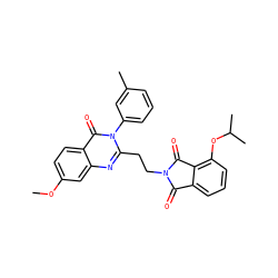 COc1ccc2c(=O)n(-c3cccc(C)c3)c(CCN3C(=O)c4cccc(OC(C)C)c4C3=O)nc2c1 ZINC000140509843