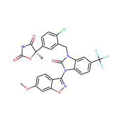 COc1ccc2c(-n3c(=O)n(Cc4cc([C@@]5(C)OC(=O)NC5=O)ccc4Cl)c4cc(C(F)(F)F)ccc43)noc2c1 ZINC000082157206