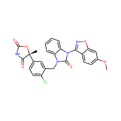 COc1ccc2c(-n3c(=O)n(Cc4cc([C@@]5(C)OC(=O)NC5=O)ccc4Cl)c4ccccc43)noc2c1 ZINC000084538133