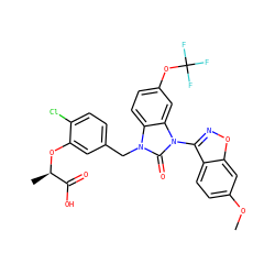 COc1ccc2c(-n3c(=O)n(Cc4ccc(Cl)c(O[C@H](C)C(=O)O)c4)c4ccc(OC(F)(F)F)cc43)noc2c1 ZINC000073200102