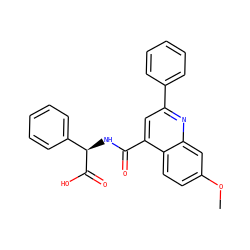 COc1ccc2c(C(=O)N[C@@H](C(=O)O)c3ccccc3)cc(-c3ccccc3)nc2c1 ZINC000013762345