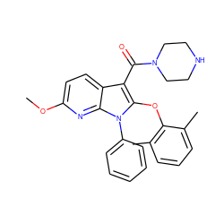 COc1ccc2c(C(=O)N3CCNCC3)c(Oc3c(C)cccc3C)n(-c3ccccc3)c2n1 ZINC000043206830