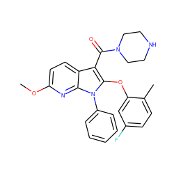 COc1ccc2c(C(=O)N3CCNCC3)c(Oc3cc(F)ccc3C)n(-c3ccccc3)c2n1 ZINC000072181670